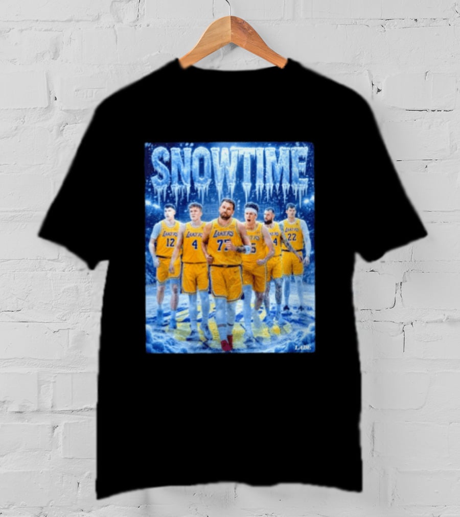 Snowtime Lakers Team Basketball NBA Laker Legends Frozen Court T-Shirt