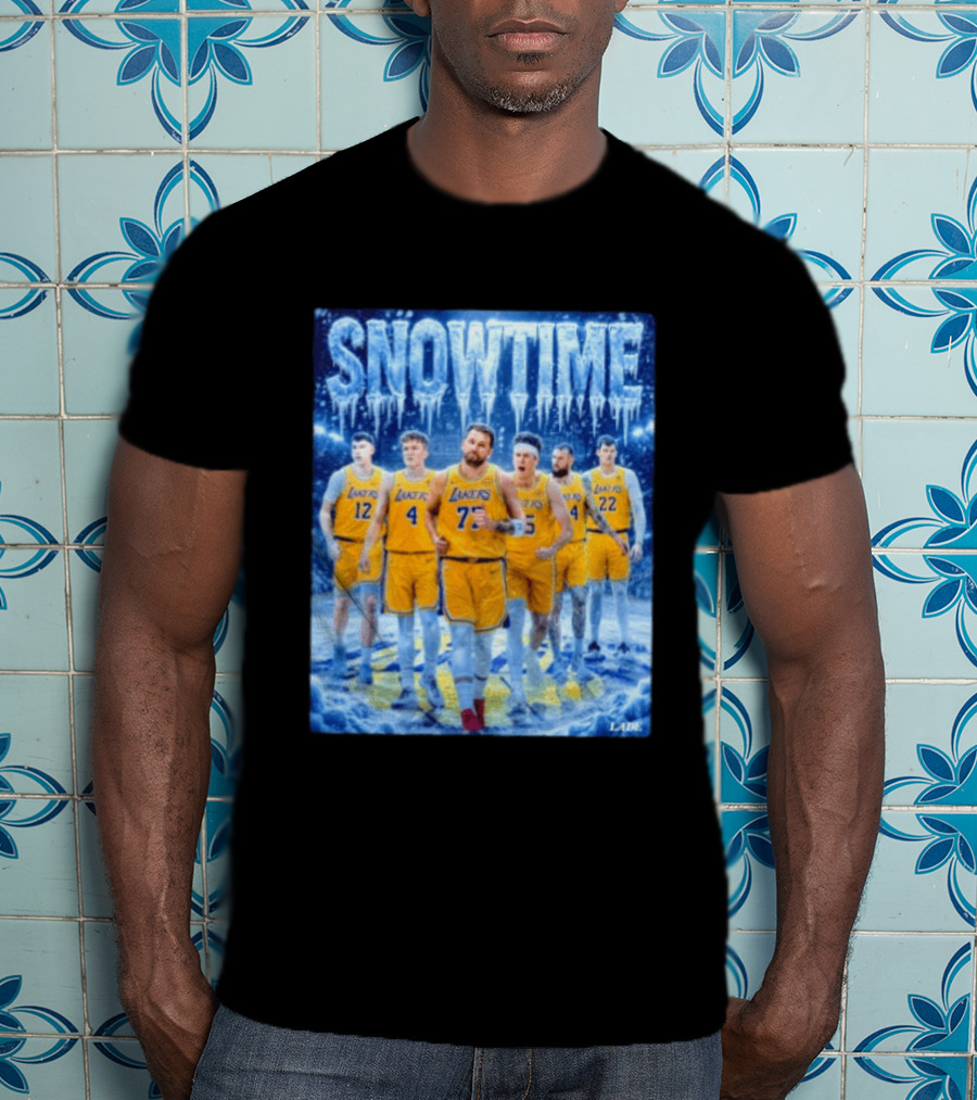 Snowtime Lakers Team Basketball NBA Laker Legends Frozen Court T-Shirt