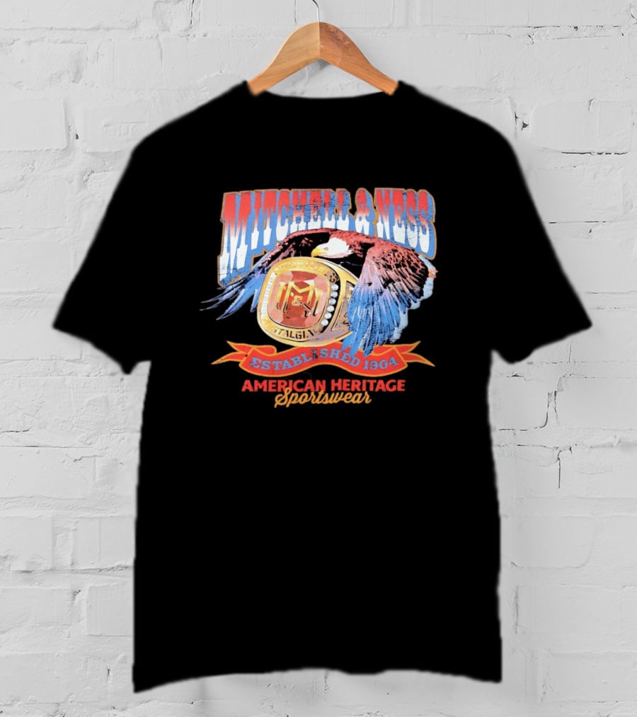 Mitchell And Ness Nostalgia Co American Heritage Sportswear Established 1904 Eagle Ring T-Shirt