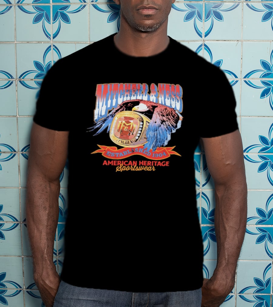 Mitchell And Ness Nostalgia Co American Heritage Sportswear Established 1904 Eagle Ring T-Shirt