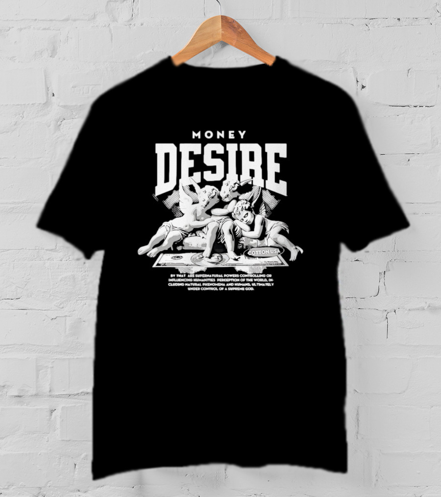 Money Desire Cherubs Sitting On Dollars Cotton USA T-Shirt