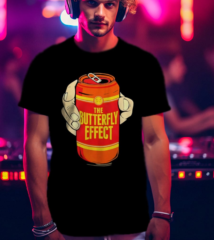 The Butterfly Effect Soda Can Vibrant Red Yellow Pop T-Shirt