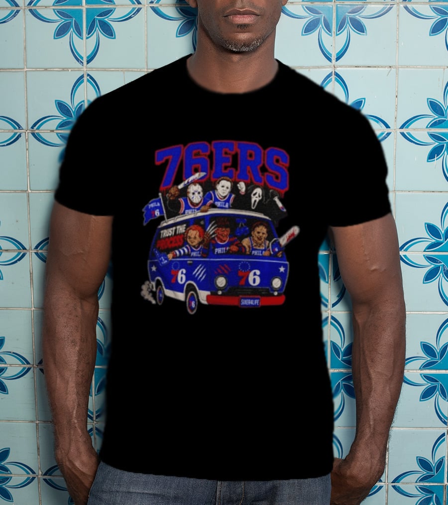 Philadelphia 76ers Trust The Process Horror Movie Characters Van T-Shirt