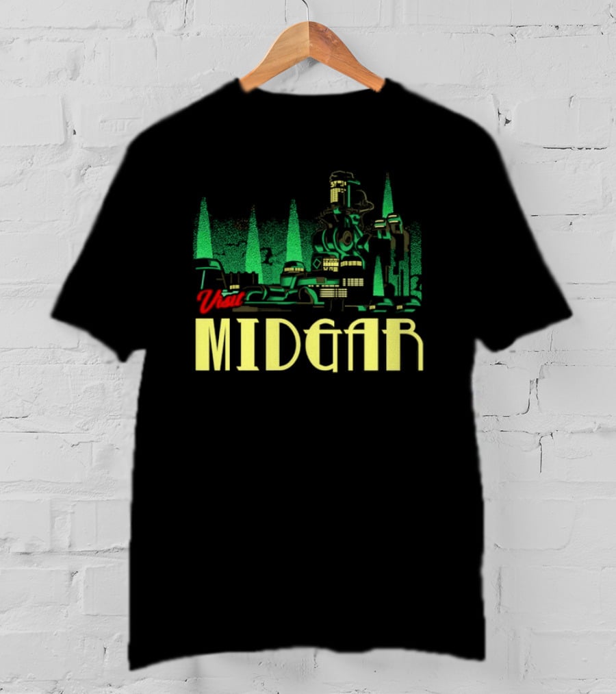 Visit Midgar Final Fantasy VII Cloud Strife Iconic Cityscape T-Shirt