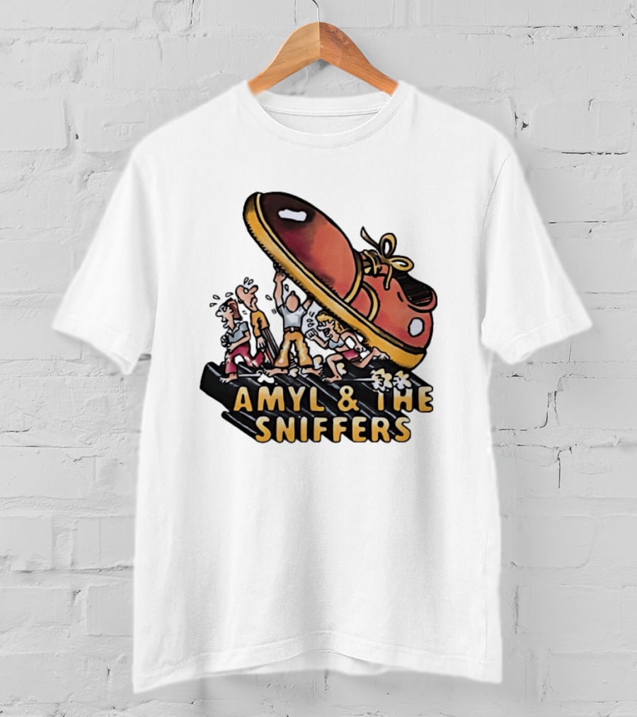 Amyl And The Sniffers Cartoon Giant Shoe Stomping T-Shirt