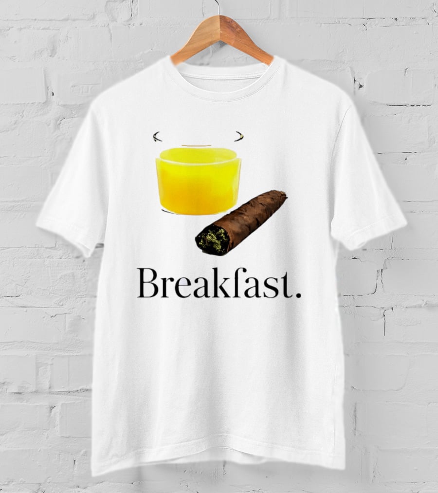 Breakfast Juice And Blunt Retro Humor With Glass And Cigar T-Shirt