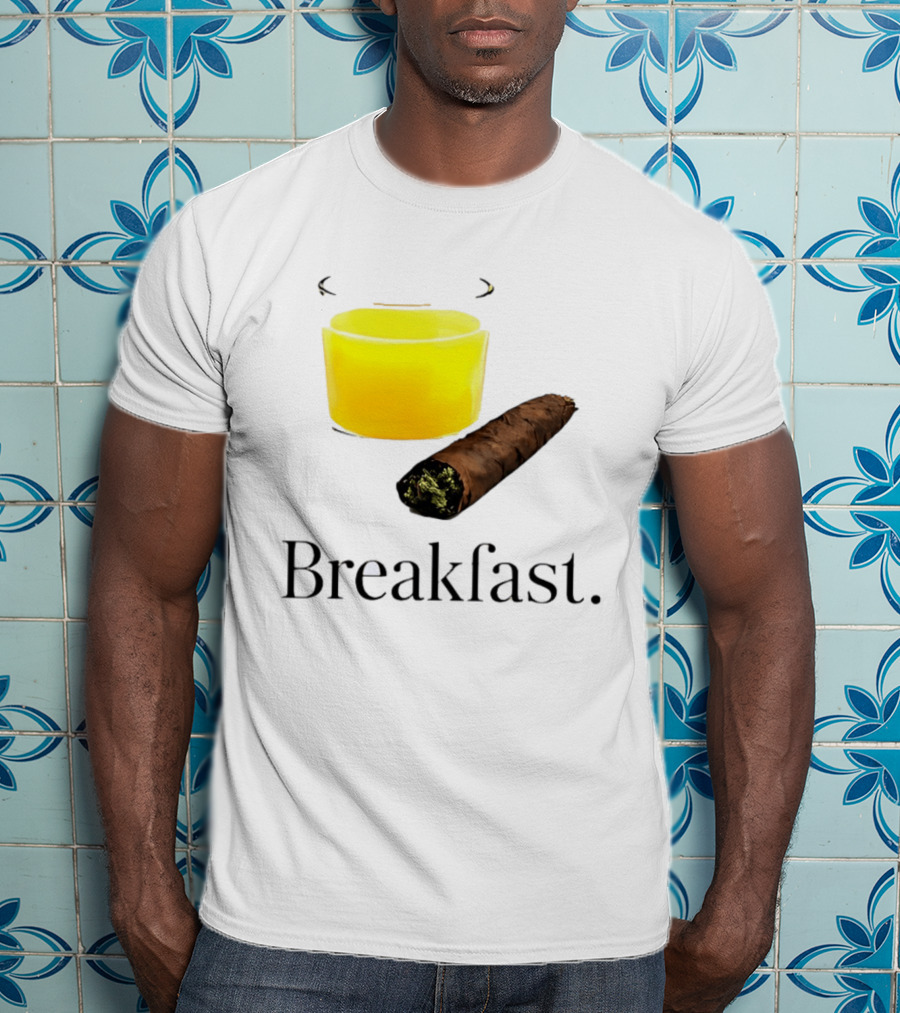 Breakfast Juice And Blunt Retro Humor With Glass And Cigar T-Shirt