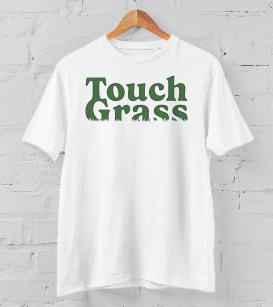 Touch Grass Dripping Gothic Style Green T-Shirt
