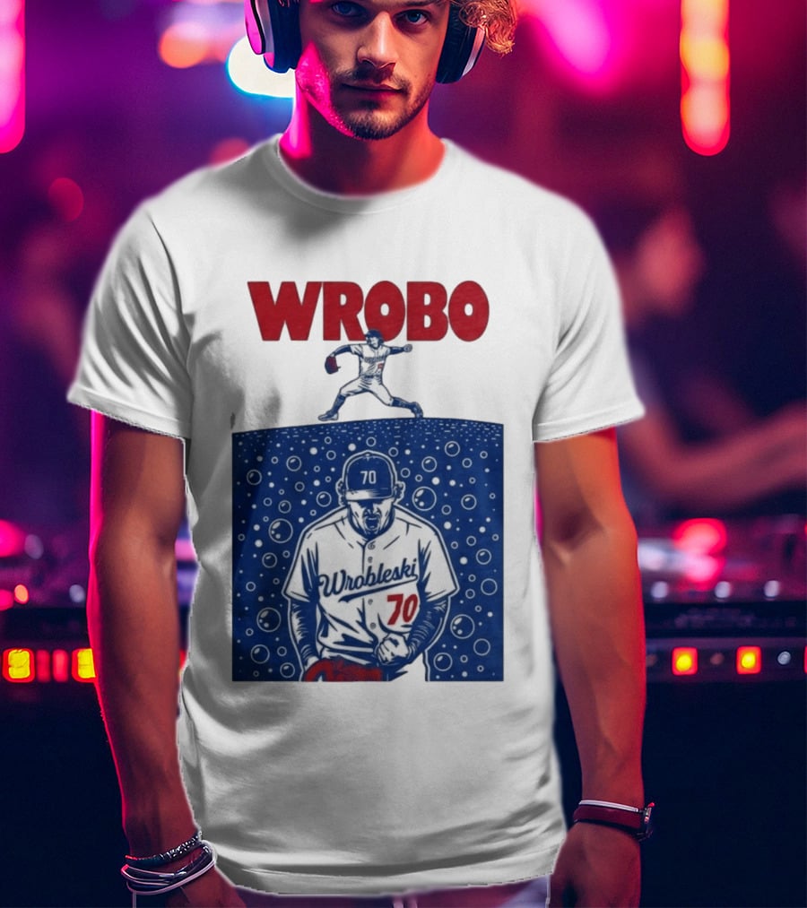 Wrobo Wrobleski 70 Baseball Pitcher Bubble T-Shirt