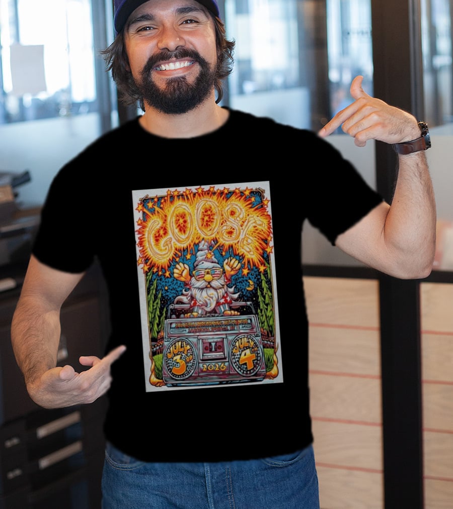 GOOSE July 3 4 2026 Saratoga Performing Arts Center Saratoga Springs NY Wizard Driving Van Fireworks Glasses Stars T-Shirt