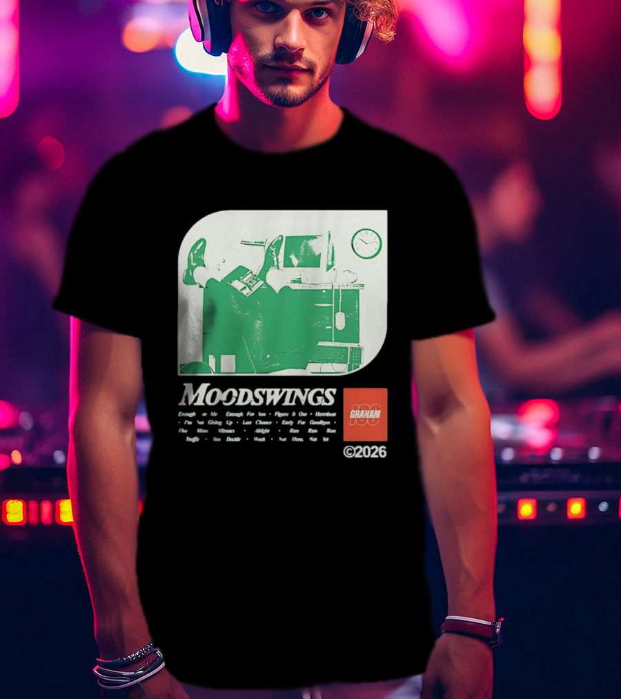 MOODSWINGS Graham 2023 Man Resting Legs On Desk Computer T-Shirt