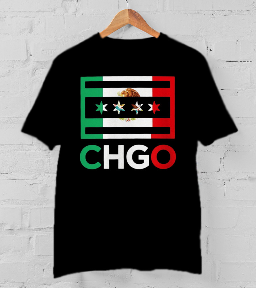 CHGO Mexico Flag Colors With Eagle And Stars T-Shirt
