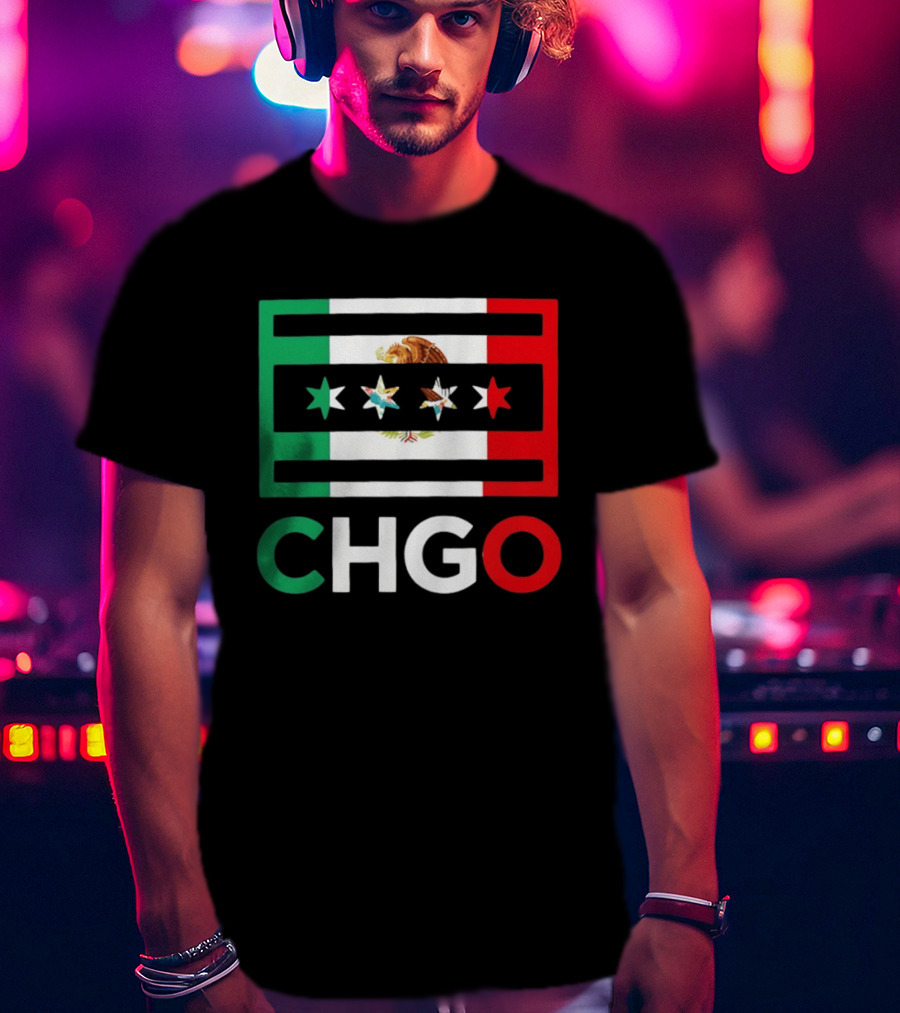 CHGO Mexico Flag Colors With Eagle And Stars T-Shirt