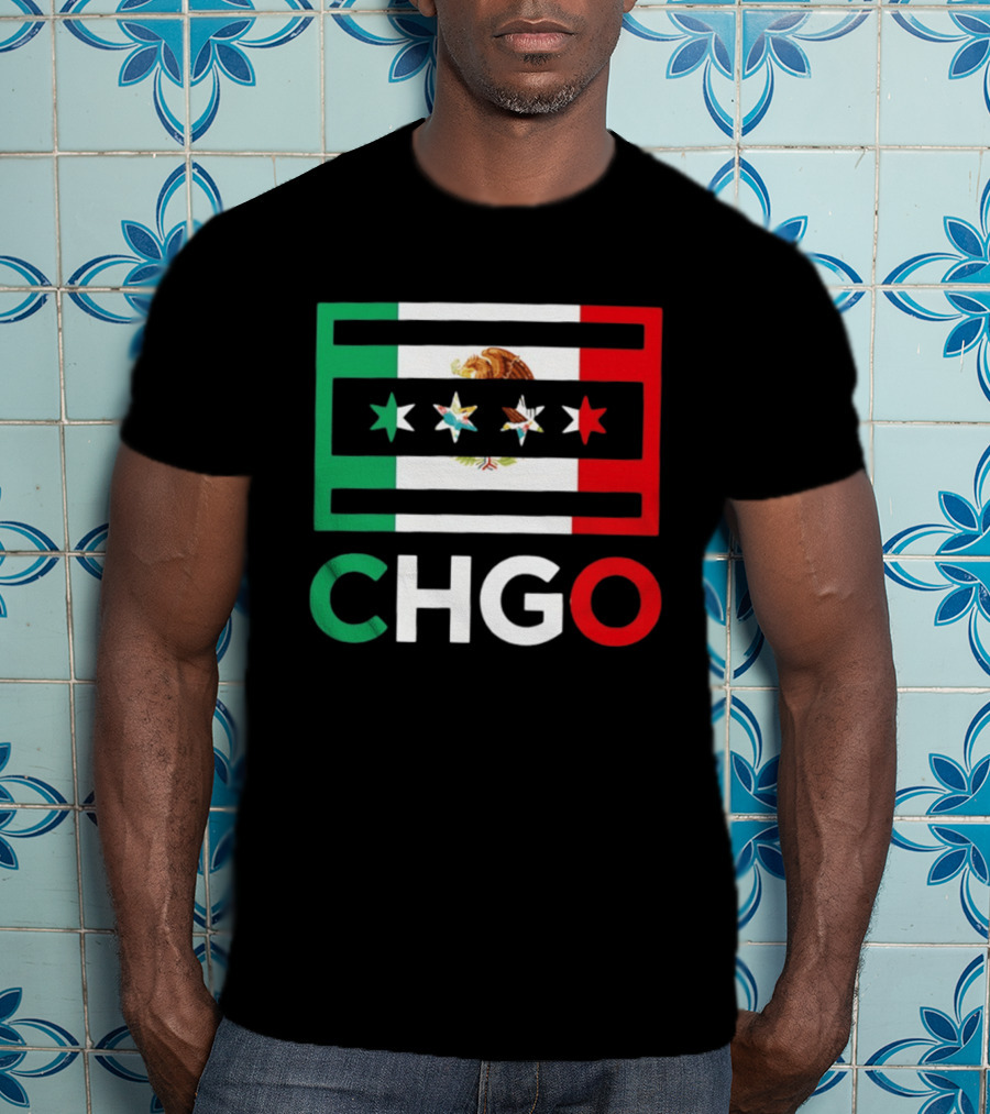CHGO Mexico Flag Colors With Eagle And Stars T-Shirt