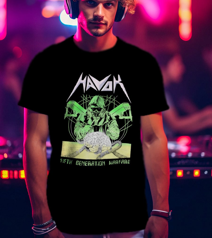 Havok Fifth Generation Warfare Mask Guns Skull T-Shirt