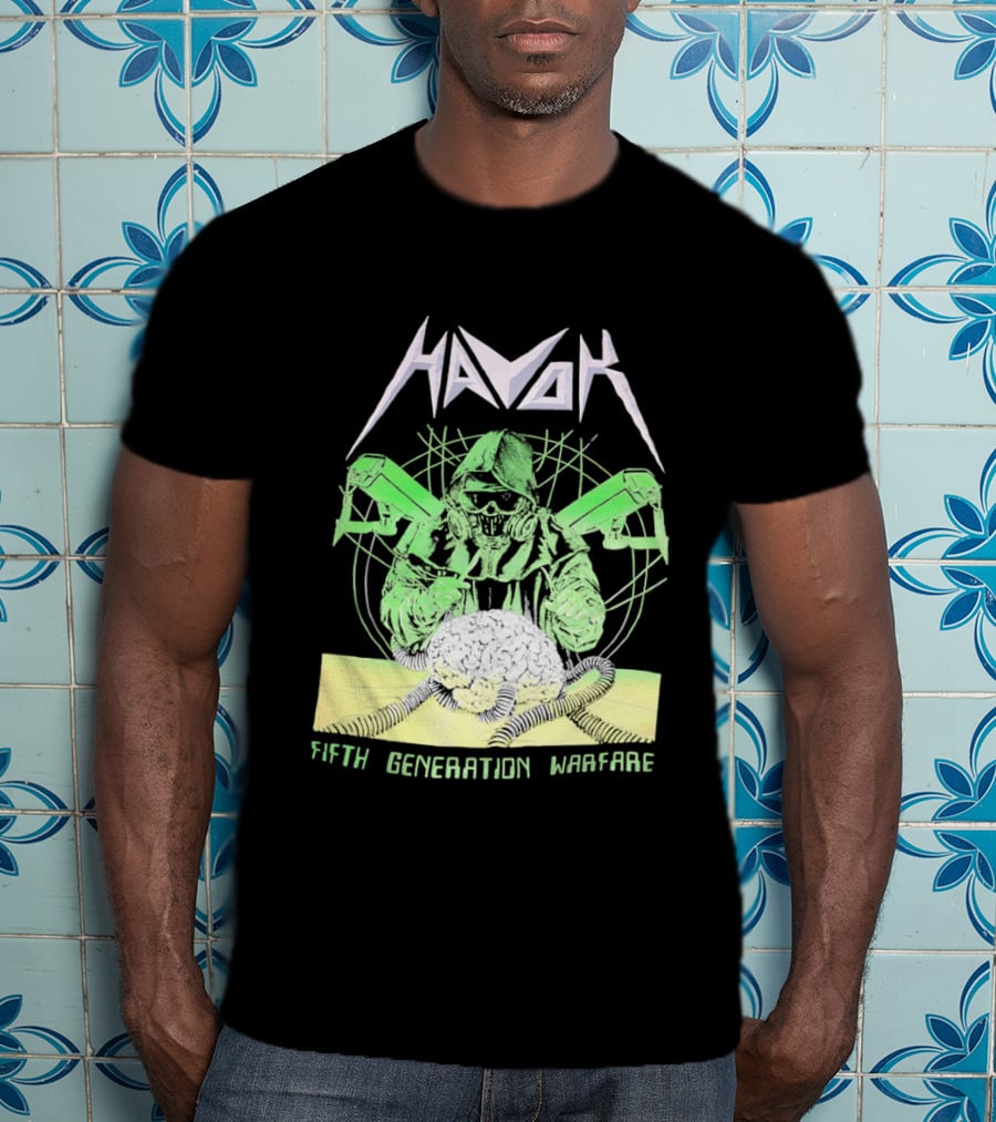 Havok Fifth Generation Warfare Mask Guns Skull T-Shirt