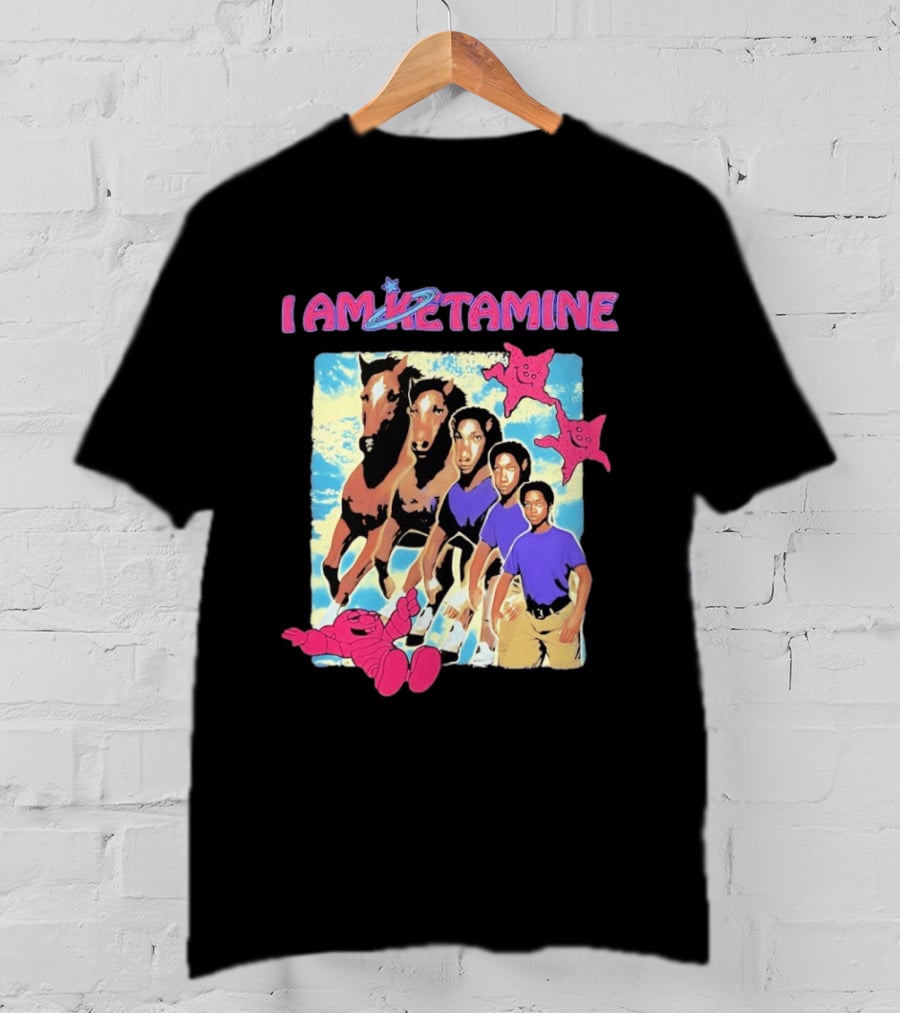 I AM KETAMINE Horse Morph Psychedelic Character Pink Stars T-Shirt