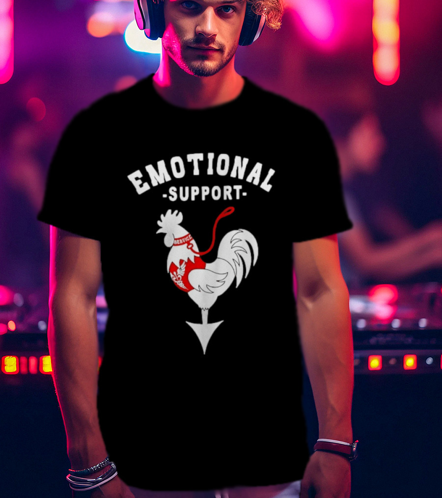 Emotional Support Service Rooster Chicken T-Shirt