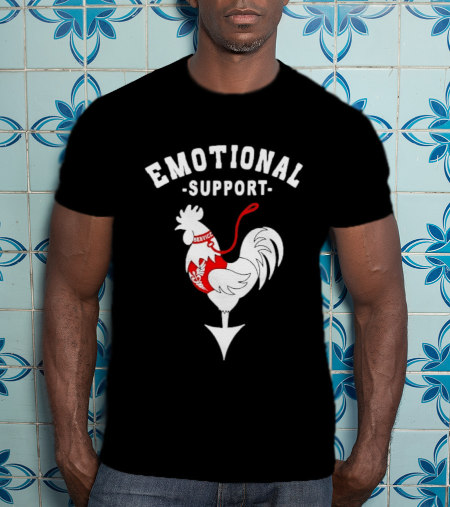 Emotional Support Service Rooster Chicken T-Shirt
