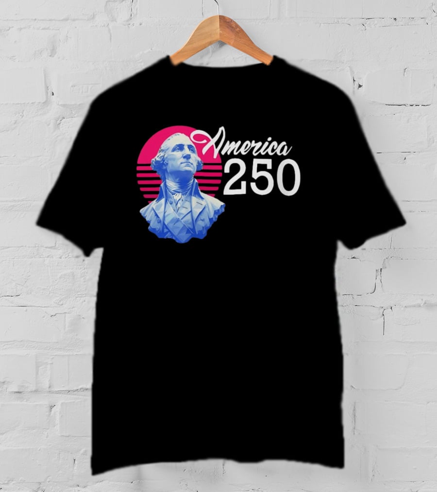 George Washington America 250 Synthwave Retro Bust T-Shirt