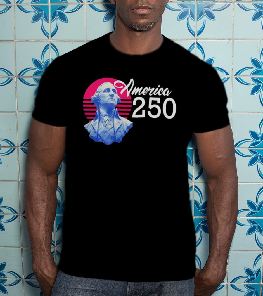 George Washington America 250 Synthwave Retro Bust T-Shirt