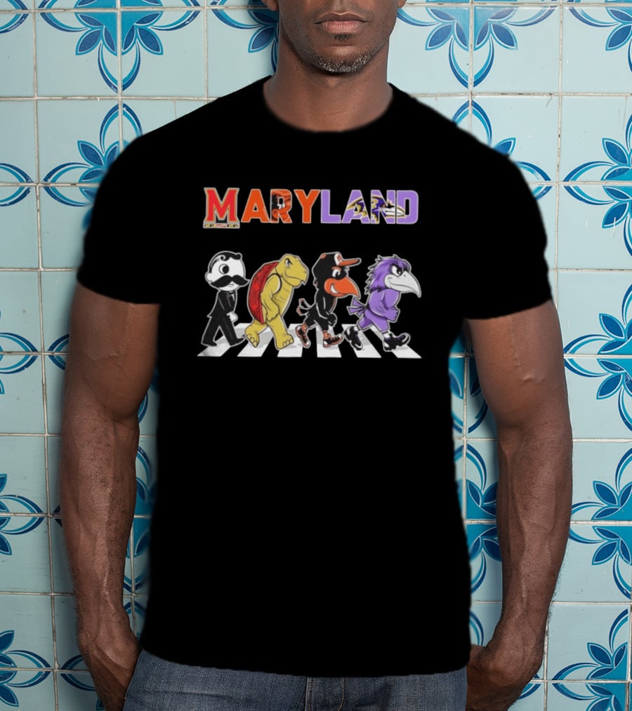 Maryland Baltimore Orioles Ravens Mascots Abbey Road Sports Characters T-Shirt
