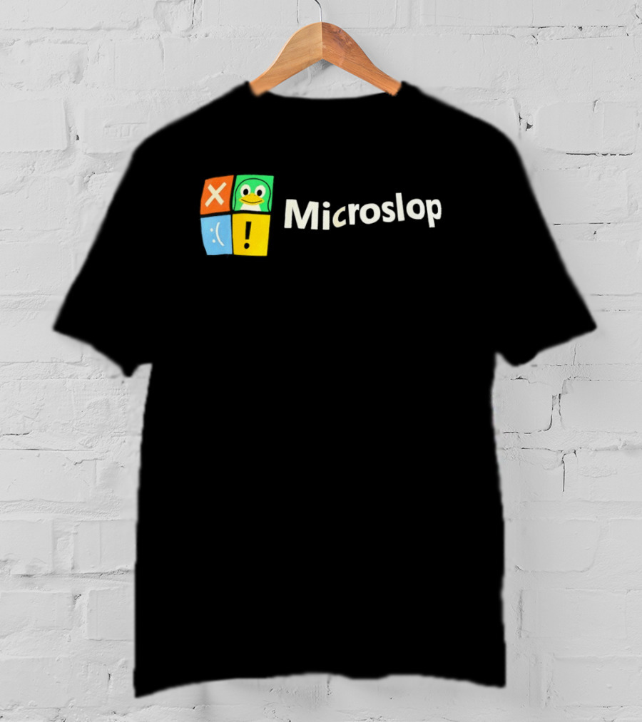 Microslop Parody Tux Penguin Windows Satire T-Shirt