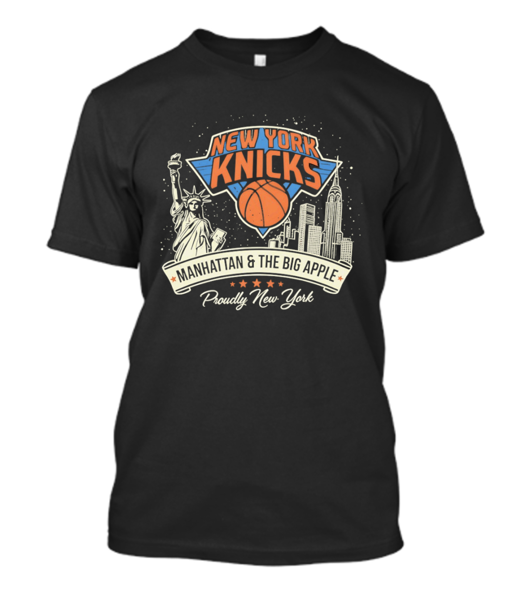 New York Knicks Manhattan Big Apple Proudly New York NBA Basketball T-Shirt