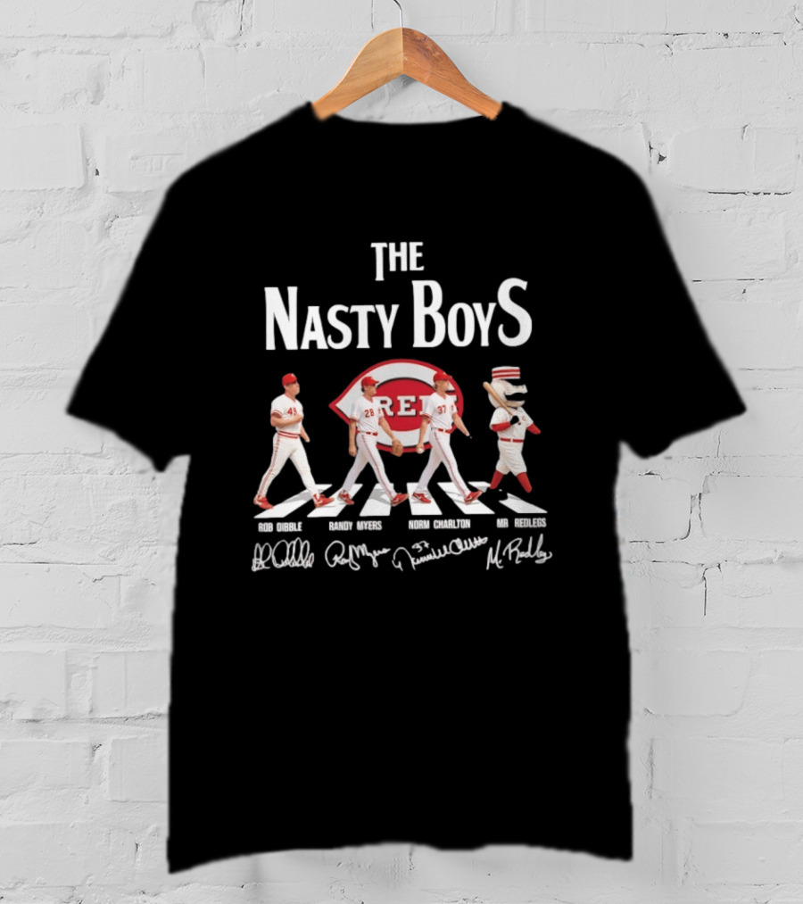 The Nasty Boys Cincinnati Reds Rob Dibble Randy Myers Norm Charlton Mr Redlegs Abbey Road Signatures T-Shirt
