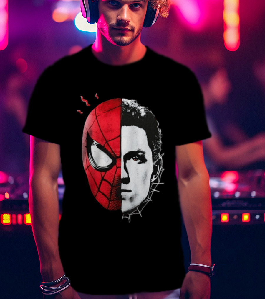 Tom Holland Spider Man Split Face Marvel Mashup T-Shirt