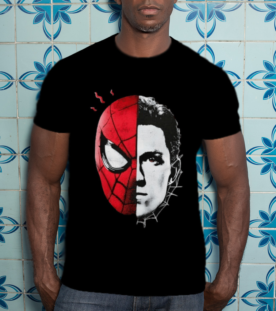 Tom Holland Spider Man Split Face Marvel Mashup T-Shirt
