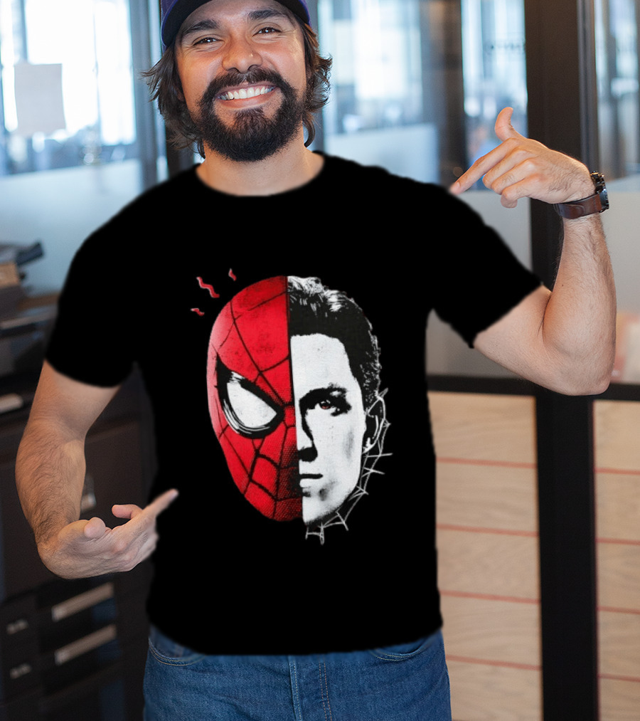 Tom Holland Spider Man Split Face Marvel Mashup T-Shirt
