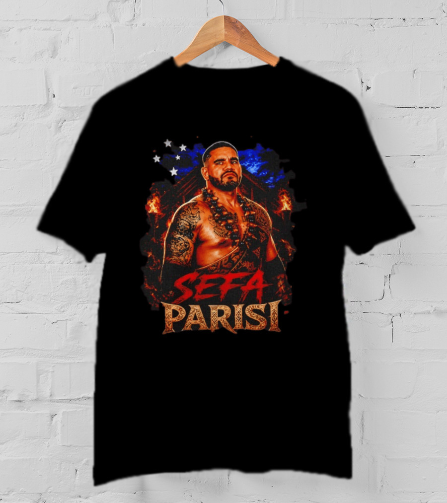 Sefa Parisi Samoan Wrestling Warrior With Tattoo And Tiki Torch T-Shirt