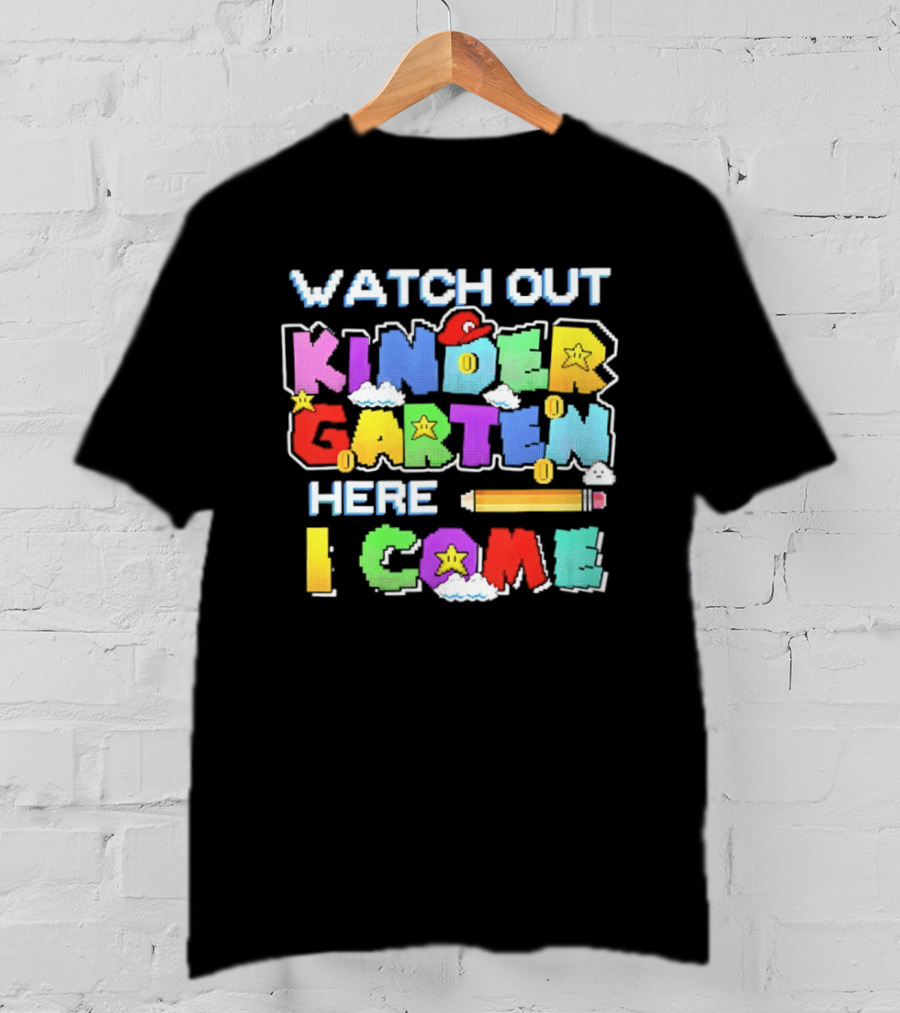 Out Kindergarten Here I Come Fun Colorful Back To School Kids T-Shirt