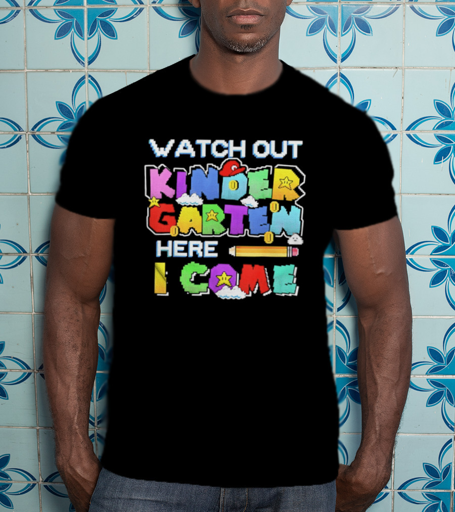 Out Kindergarten Here I Come Fun Colorful Back To School Kids T-Shirt