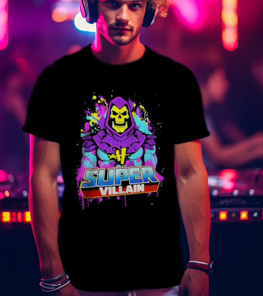 Skeletor Super Villain Masters Of The Universe Colorful Paint Splatter T-Shirt