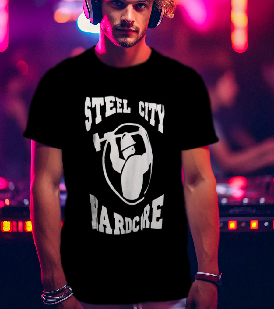 Steel City Hardcore Pittsburgh Worker Hammer Circle T-Shirt