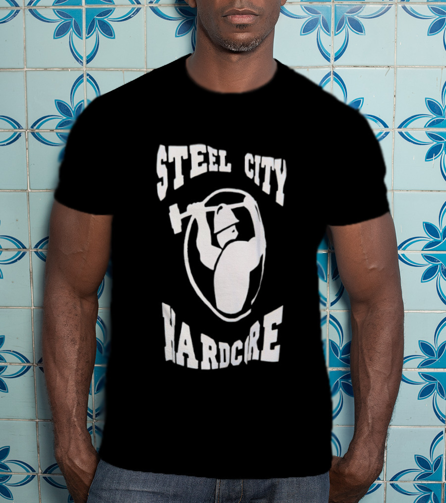 Steel City Hardcore Pittsburgh Worker Hammer Circle T-Shirt