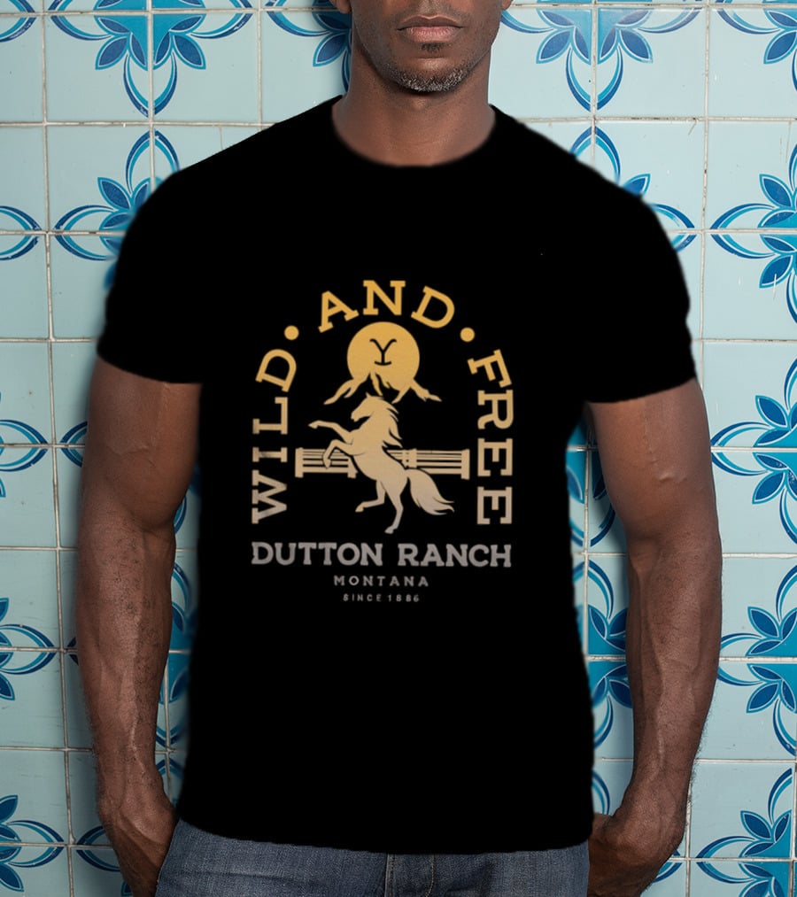 Wild And Free Dutton Ranch Montana Since 1886 Riding Horse T-Shirt