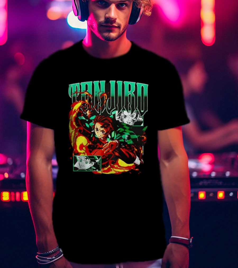 Tanjiro Kamado Flames Demon Slayer Anime Kimetsu No Yaiba T-Shirt