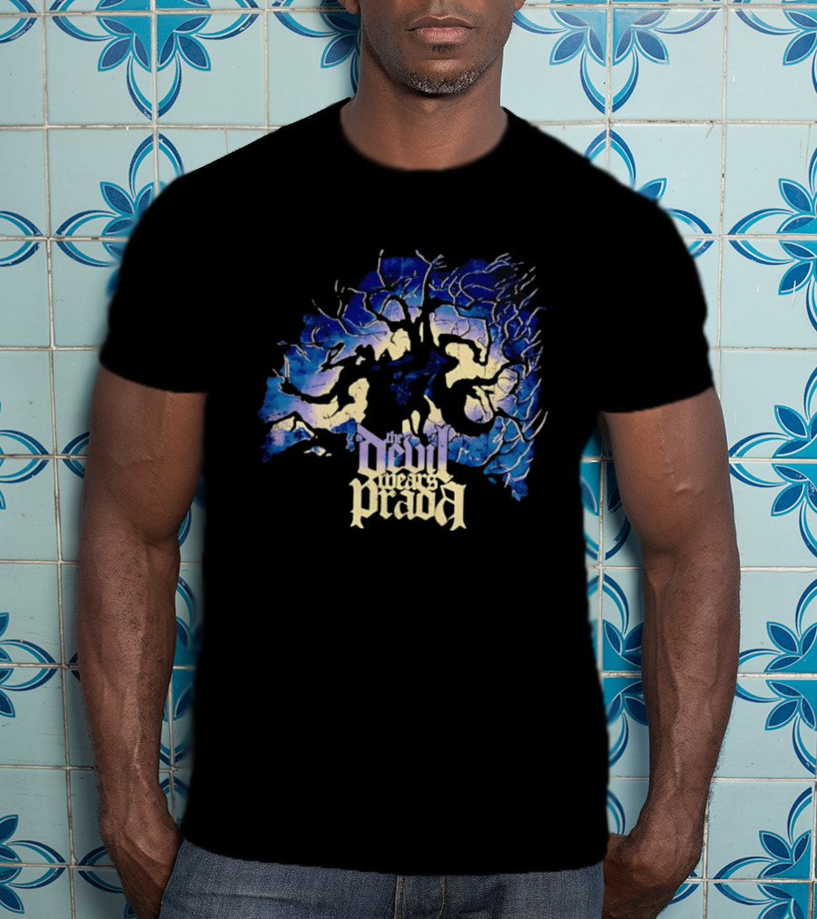 The Devil Wears Prada Blue Skull Dead Tree Art Motif T-Shirt