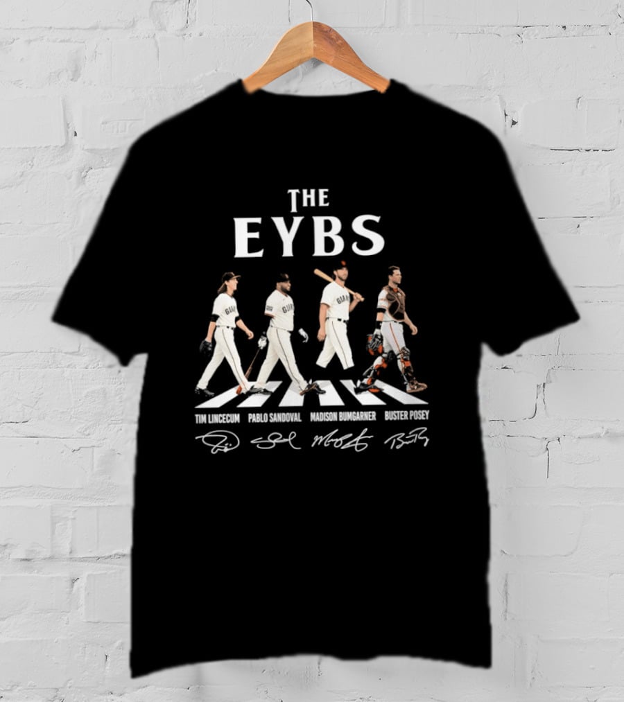 The EYBS Tim Lincicum Pablo Sandoval Madison Bumgarner Buster Posey Signatures Abbey Road SF Giants T-Shirt