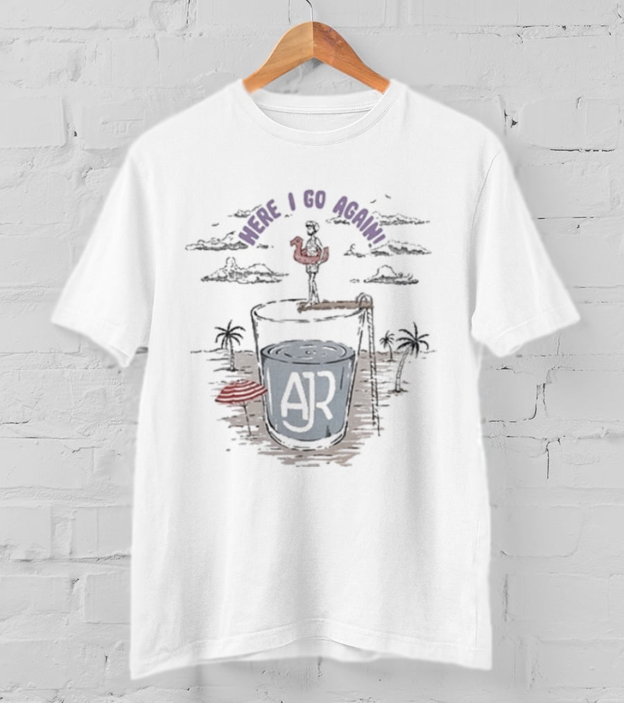 AJR Here I Go Again Red Bird And Island Scene T-Shirt