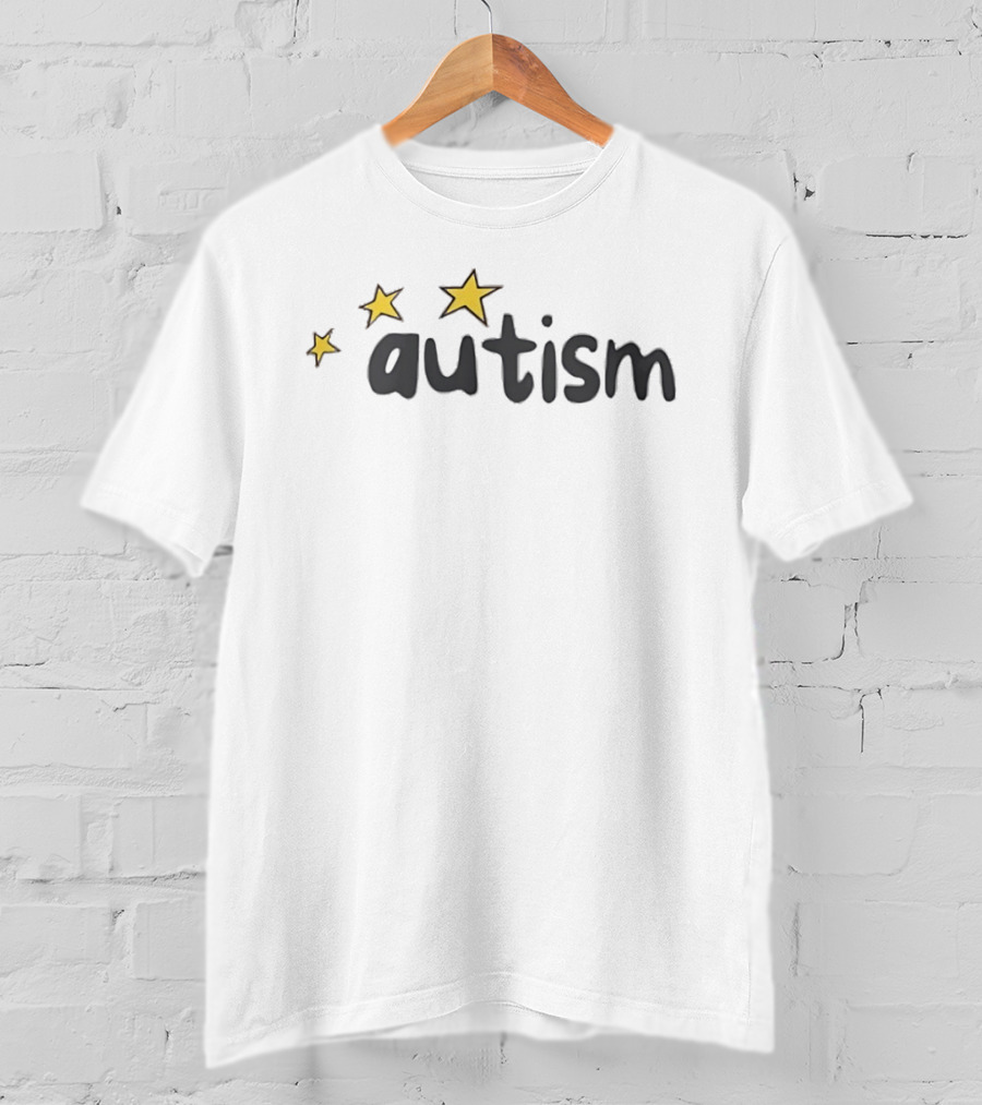 Autism Yellow Stars Bold Type Whimsical T-Shirt