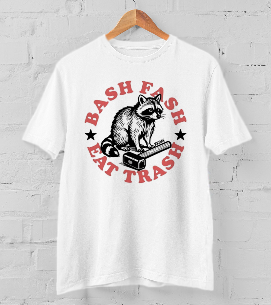 Raccoon Bash Fash Eat Trash Antifa Slogan Star T-Shirt