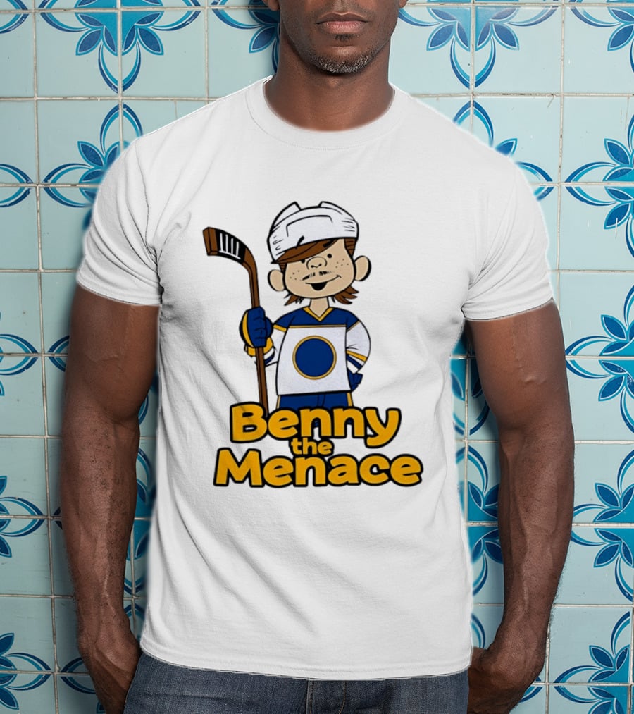 Benny The Menace Jordan Binnington St Louis Blues NHL Hockey Player Cartoon T-Shirt