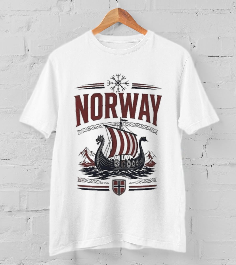 Norway Viking Ship Emblem With Shield T-Shirt