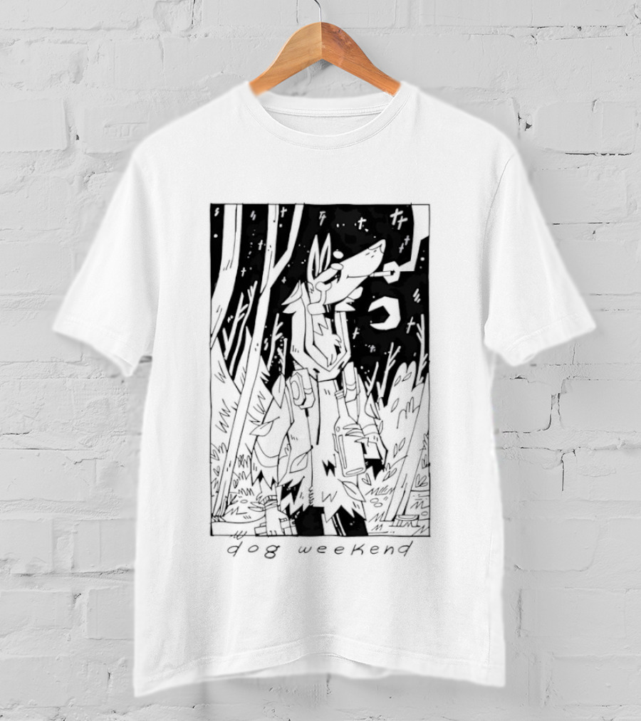 Dog Woods Weekend Forest Scene With Moon And Trees T-Shirt