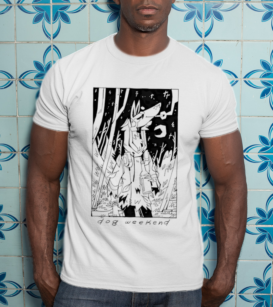 Dog Woods Weekend Forest Scene With Moon And Trees T-Shirt