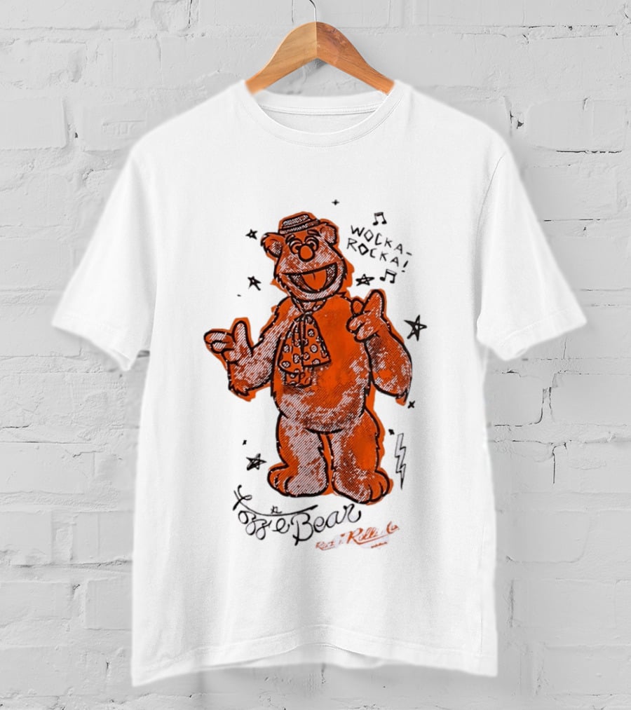 Fozzie Bear Wocka Rocka Rock N Roller Muppet Tie Star Music Notes T-Shirt